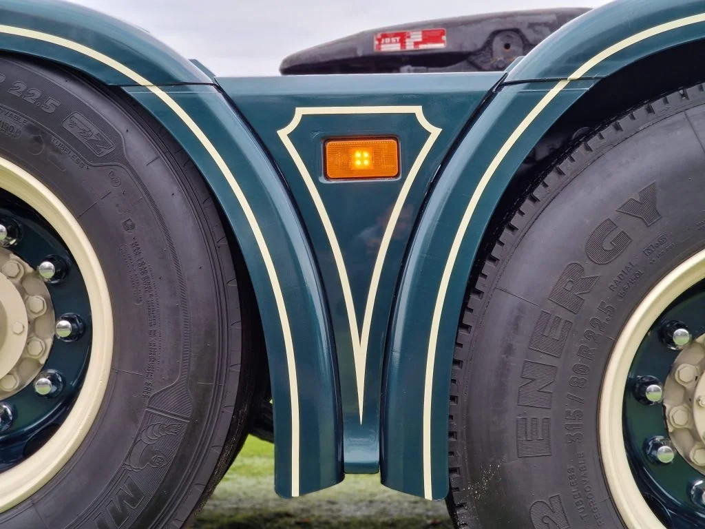 The Long-Hood King of the Highway + V8 Engine: A Close-Up Look at the Scania T 164 Long-Hood Truck