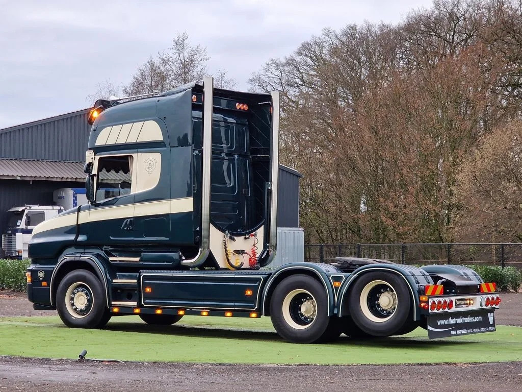 The Long-Hood King of the Highway + V8 Engine: A Close-Up Look at the Scania T 164 Long-Hood Truck
