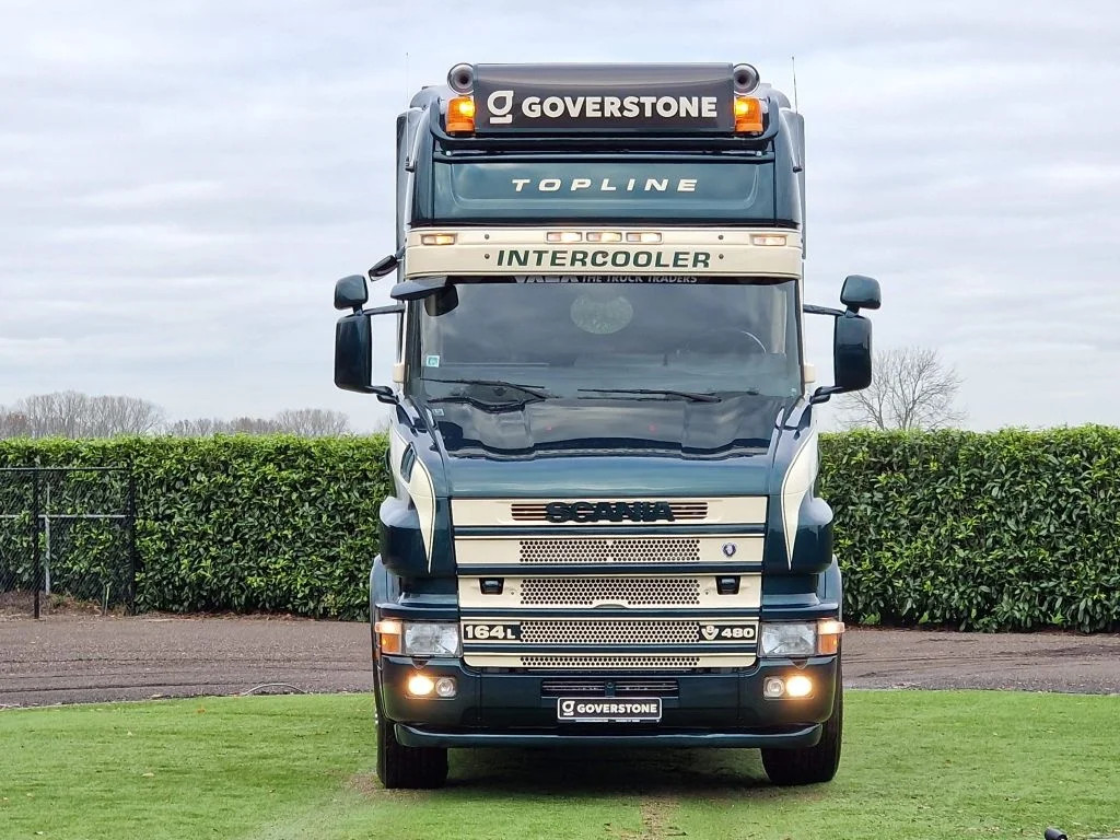The Long-Hood King of the Highway + V8 Engine: A Close-Up Look at the Scania T 164 Long-Hood Truck