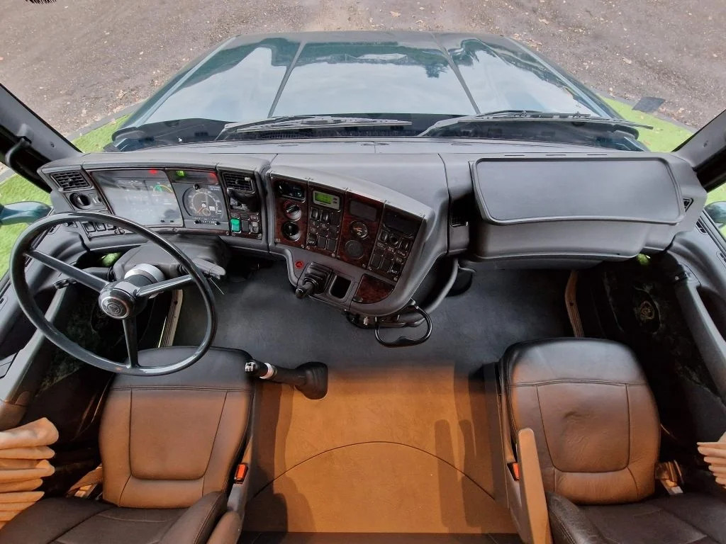 The Long-Hood King of the Highway + V8 Engine: A Close-Up Look at the Scania T 164 Long-Hood Truck