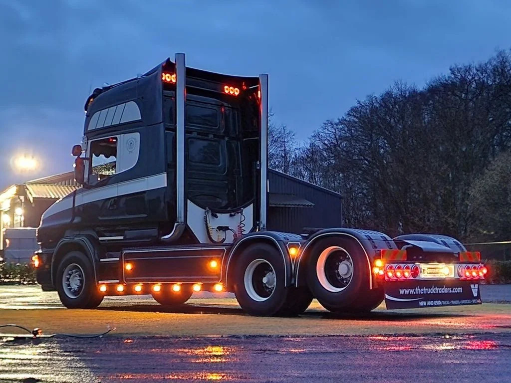 The Long-Hood King of the Highway + V8 Engine: A Close-Up Look at the Scania T 164 Long-Hood Truck